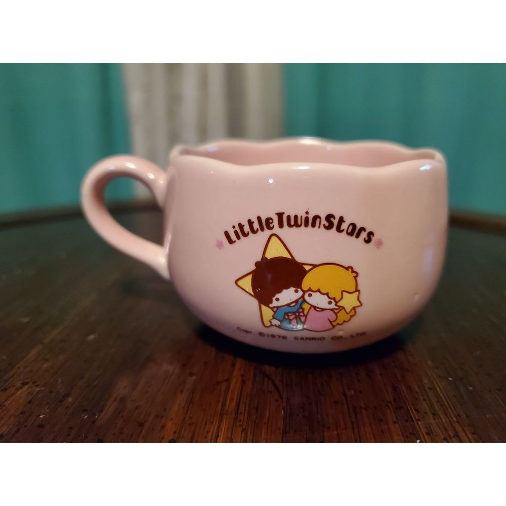 Vintage 1976 Sanrio Little Twin Stars Kiki Lala Pink Small Mug